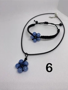 Echtglas Halskette und Armband Set Blumenformen - Bild 1 von 12