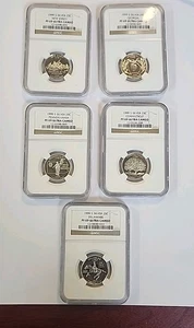 S NGC 1999 5 MONEDAS PLATA PRUEBA CUARTO SET PF 69 ULTRA CAMAFEO - Imagen 1 de 4