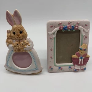 Vintage Terragraphics 90er Mädchen Baby Kinderzimmer Hasenfamilie, Ballerina Rahmen 2er Set - Bild 1 von 11