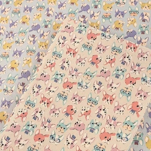 French Bulldog Print Fabric 110×50cm x2 Japan Oxford Cotton Precut Cloth Set - Picture 1 of 7