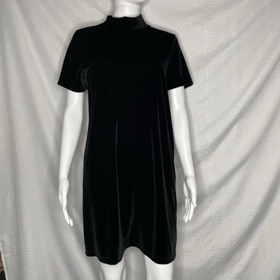 Vestido Madewell Pequeño Negro Terciopelo Cuello Simulado Años 90 Estilo Y2K Elástico H2540 LBD Foto 1 de 4