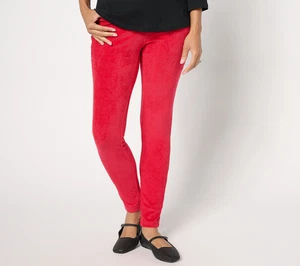 Quacker Factory Corduroy Regular Flat Waistband Jegging Red M - Picture 1 of 4