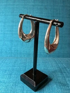 Shiny 925 Sterling Silver Plain U-Shape Hoop Earrings - Picture 1 of 7
