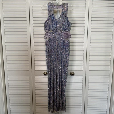 Glittery Purple Bell Bottom Jump suit built in Leo Kids Costume for Theater ( M) - Image 1 of 4