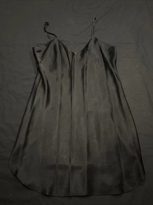 Mini Slip Vintage Laura Adams Negro Completo TALLA MEDIANA Poliéster Satinado A24 Foto 1 de 3