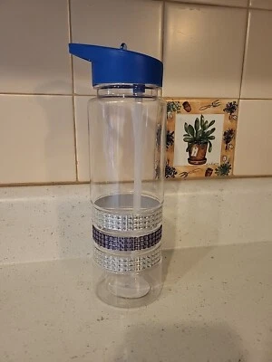 Garrafa Pedras Deslumbrantes Transparente/Roxo 23oz Hidratação Flip-Lock Copo de Viagem NOVO - Imagem 1 de 4