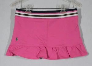 RALPH LAUREN GIRLS SKORT SIZE 13/14 LARGE PINK WITH STRIPED WAIST NEW WITH TAG - Picture 1 of 3