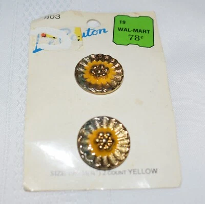 Botones de vástago redondo amarillo de metal Le Bouton en tarjeta tamaño 19 mm 3/4 pulgadas Tailandia Foto 1 de 3