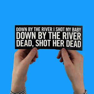 Neil Young Bumper Sticker! "Down by the river" crazy horse, harvest, CSNY, trans - Picture 1 of 3