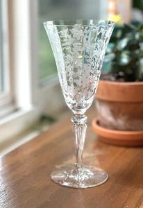 Vintage Tiffin-Franziskaner "Cerice" geätzter Wasser-/Weinglaskelch - Bild 1 von 4