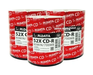 300 RIDATA 52X Blank CD-R CDR Branded Logo 700MB Recordable Media Disc 3x100pk - Picture 1 of 4