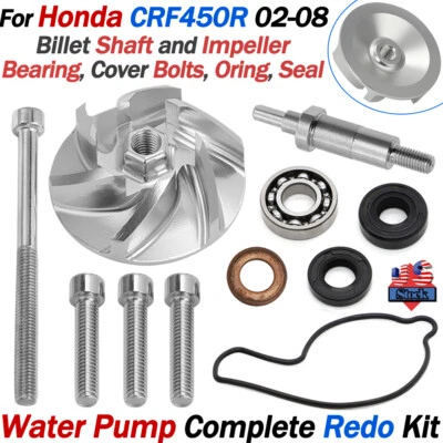 Water Pump Impeller Billet Shaft Complete Repair Kit For Honda CRF450R 2002-2008 - Image 1 of 4