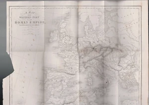 OLD MAP , pbl 1862 ,THE WESTERN PART OF THE ROMAN EMPIRE , has a chip - Foto 1 di 1