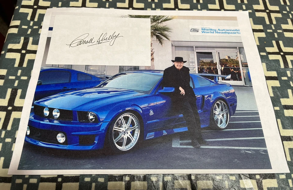Carroll Shelby Photograph with signature one BLUE COBRA MUSTANG OLD VEGAS SHOP! - Image 1 of 3