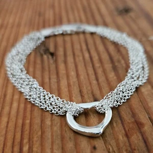 Vintage Italian Designer Sterling Multi-Chain Bracelet W/ Heart 7.25" 13.9G - Picture 1 of 7
