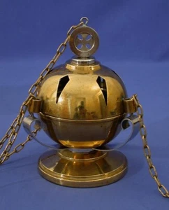 Art Deco French Brass Thurible, Censer Antique in Great Condition, w/ Tin Liner  - Picture 1 of 4