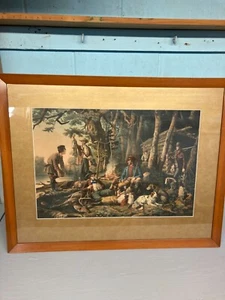 1856 Courier & Ives Hand Colored Lithograph Camping Out "Some of the Right Sort" - Picture 1 of 21