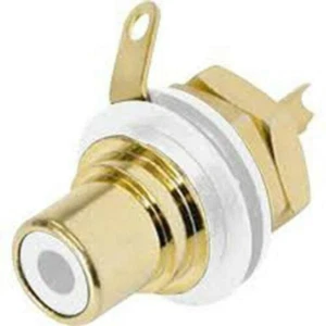 REAN NYS367-9 RCA Panel Mount Jack w/ Gold Plated Contacts - WHITE INSERT - Picture 1 of 1