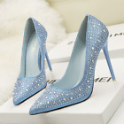Womens Rhinestone Pointed Toe Stiletto Sexy Wedding Party High Heels Dress Shoes