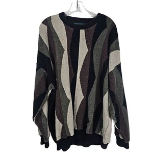 VTG Tundra Canada Abstract Knit Crewneck Sweater XL Eclectic Grandpa 90s Dad - Picture 1 of 7