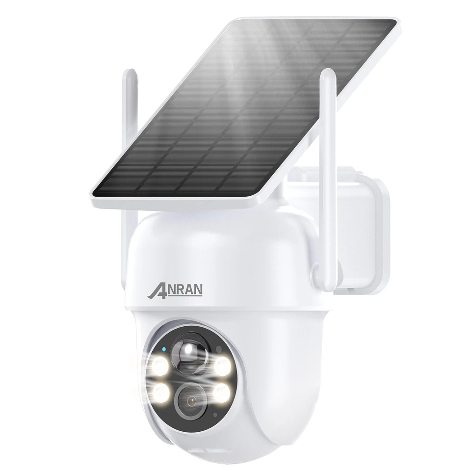ANRAN 5MP Überwachungskamera Set Aussen WLAN Solar Akku Kamera FarbNachtsicht PT