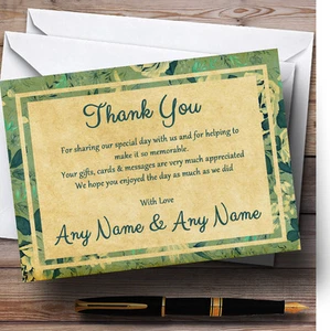 Blue Turquoise Floral Postcard Personalised Wedding Thank You Cards - Picture 1 of 1