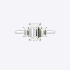 14K White Gold Engagement Ring IGI Lab Grown Diamond Emerald Cut 2.35 Ct - Picture 1 of 9