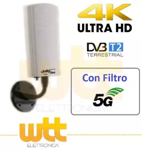 Antenna Amplificata TV digitale terrestre Interno Esterno UHF VHF Con Filtro 5G - Foto 1 di 2