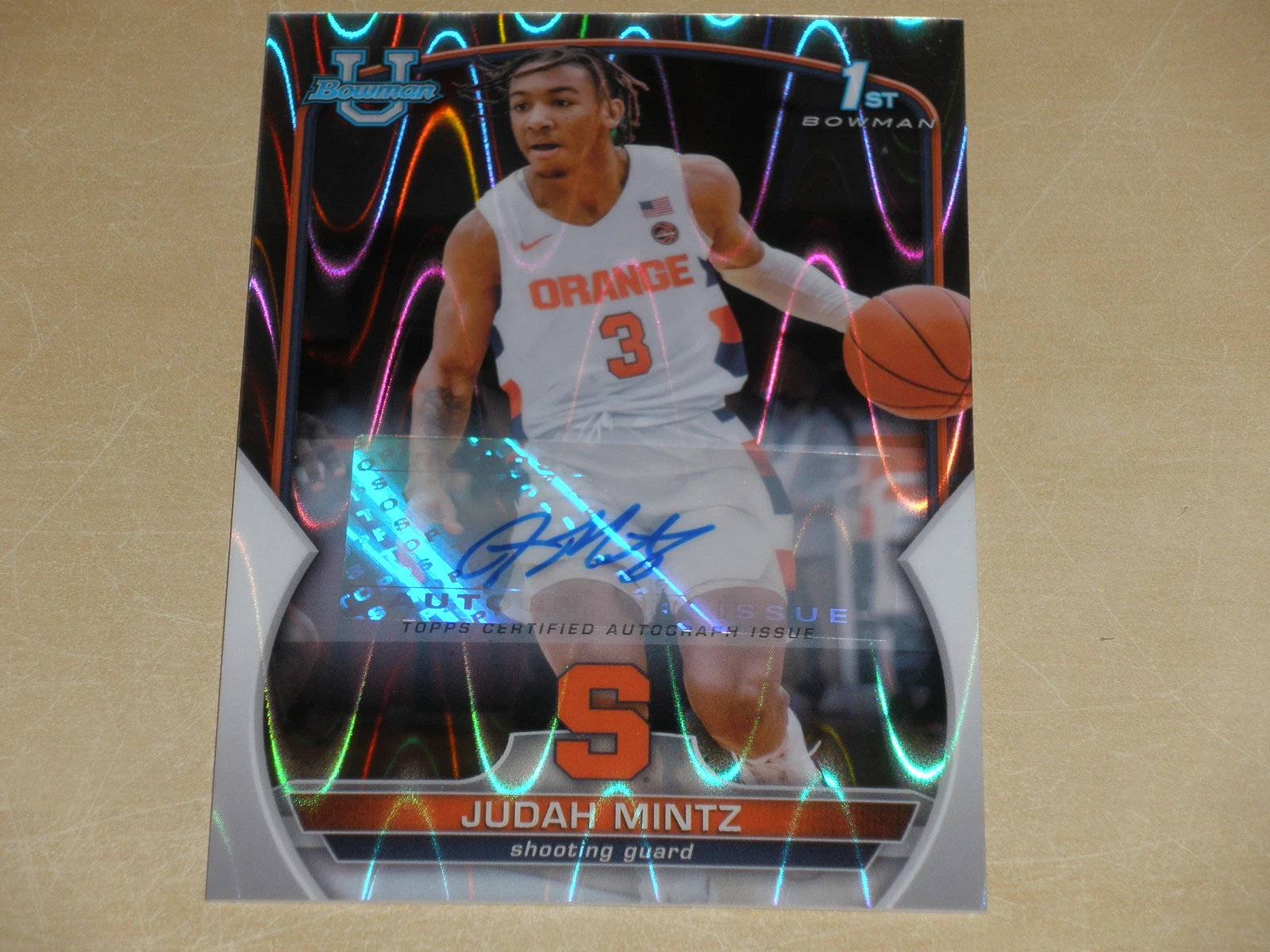 2022-23 Bowman Chrome University RayWave Refractor Auto #33 Judah Mintz 052/199