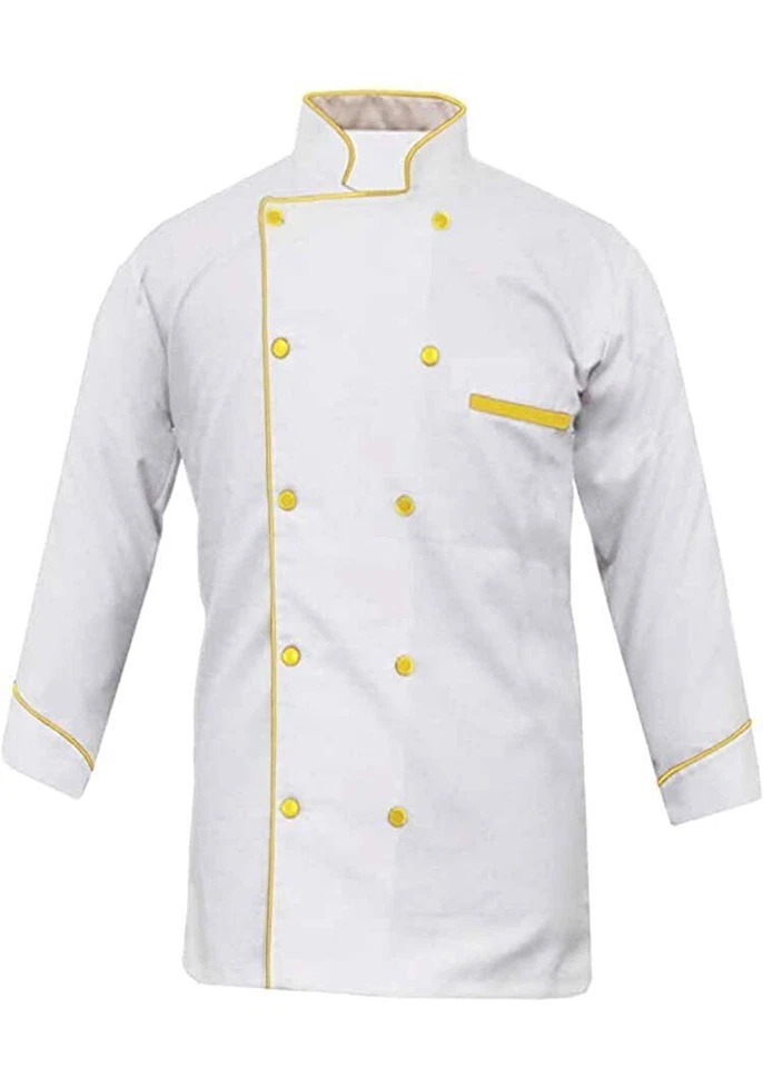Men's Long Sleeve Chef Coat Double Breasted Kitchen Cooking Work Jacket Uniform - Image 1 of 1