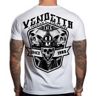 Vendetta Inc. Herren Rundhals Kurzarm T-Shirt weiß Twin Skulls VD-1384 Print