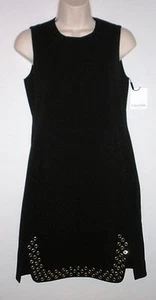 NWT $138 - CALVIN KLEIN Little Black Sheath Dress with Grommets, Black, Size 2 - Imagen 1 de 4