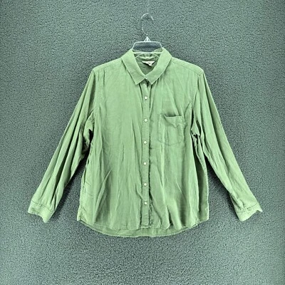 Camisa Caslon Mezcla Lino Mujer Mediana Verde Manga Larga Foto 1 de 4