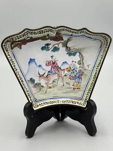 Antique 18th c Chinese Qianlong Period Cloisonne Canton enamel Plate 6 1/2" - Picture 1 of 10