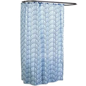 Nautical Seaside Shower Curtain 12 Shells Hooks Coastal Clam Shell Bath Curtain - Picture 1 of 2