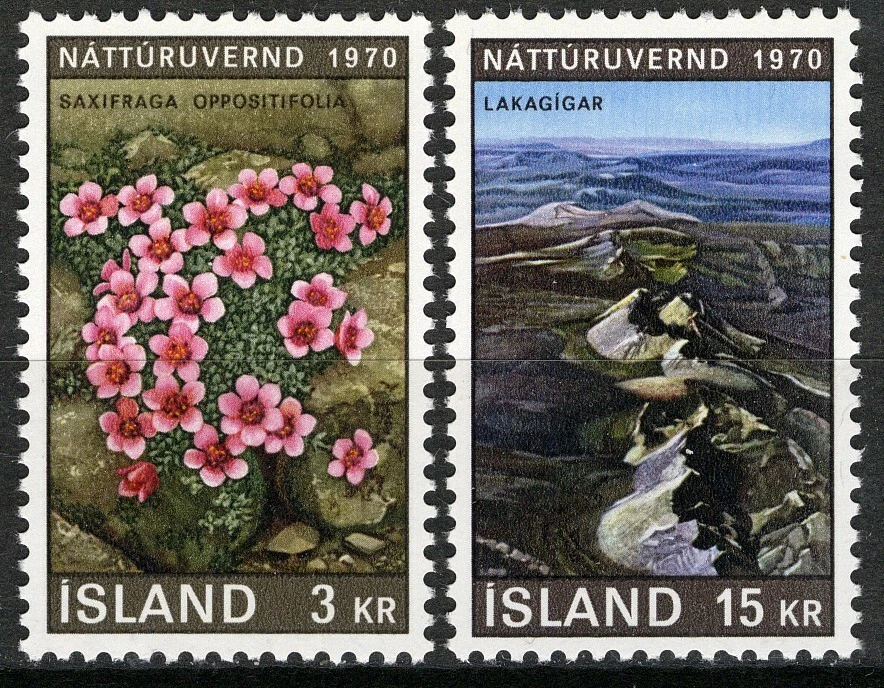Islandia 1970, Juego Año Europeo Conservación Naturaleza VF MNH, Mi 447-448 Foto 1 de 1