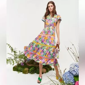 NEW CELIA B ANEETA Dress Midi flutter sleeve button down with pockets - Picture 1 of 4