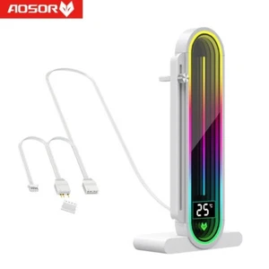 AOSOR GH3 Pro RGB GPU Holder 3-Pin ARGB Stand /Temperature Display / White - Picture 1 of 6