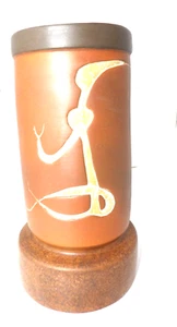 Mexican Texcoco Pottery Vase Large Carved Abstract Figure Midcentury Ceramic - Picture 1 of 12