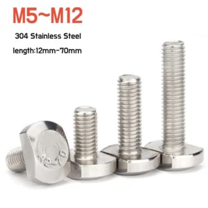 A2 Stainless Steel T-Slot Bolts Screws M5 M6 M8 M10 M12 Hammer Head Bolt - Picture 1 of 6