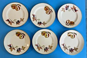 Royal Worcester Evesham 6 Bread Butter Plates 6 5/8" Diameter Gold Rim Eng. EUC - Picture 1 of 10