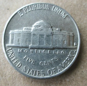 1959-D JEFFERSON, REVERSE MEDIAN BISECTING DIE CRACK ERROR, VF, CIRCULATED - Picture 1 of 3