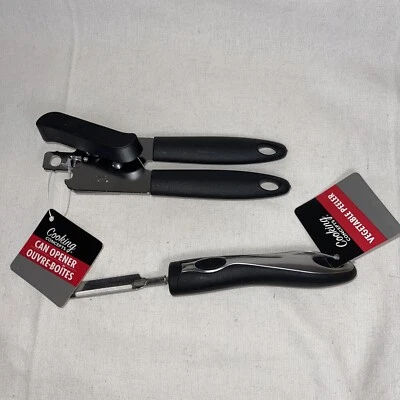 Set Of 2 Cooking Concepts Can Opener Silver Black 7.5" & Vegetable Fruit Peeler~ - Image 1 of 3