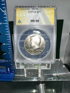 1976-D ANACS MS 66 *KENNEDY HALF DOLLAR! LOOKS *BRONZE-BRASS TONED! Rare - Picture 1 of 7