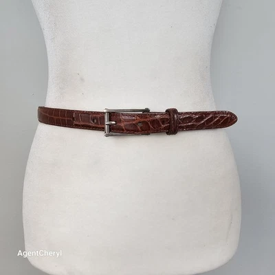 RALPH LAUREN Sz 30 29-33" Sterling Silver American Alligator Belt $1700 MSRP - Image 1 of 4