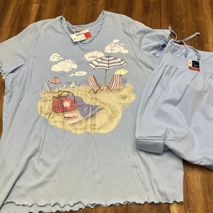 Vintage Fashion Bug Beach Capri's And Shirt Set Plus Size 3X NWT - Picture 1 of 14