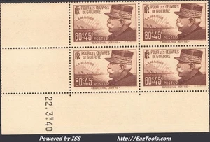 FRANCE  MARECHAL JOFFRE N°454 COIN DATÉ DU 22/03/1940 NEUF ** SANS CHARNIERE - Picture 1 of 2