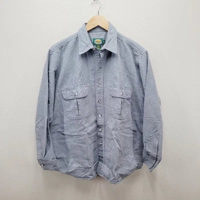 Cabela's Chamois Shirt XL Heavyweight Cotton Fits XL Gray Blue Gray Button Up - Image 1 of 3