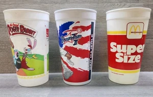 Vtg McDonald's Super Size, Roger Rabbit, Olympics Dream Team Plastic Drink Cup - Picture 1 of 12