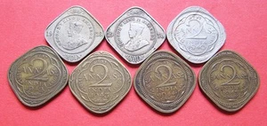 7 x India George V & VI two anna coins - 1918, 36, 40, 42, 43, 44 & 45 - Picture 1 of 2
